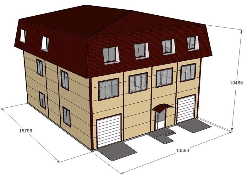 3D визуализация Трёхэтажный магазин из сэндвич-панелей - фото 1