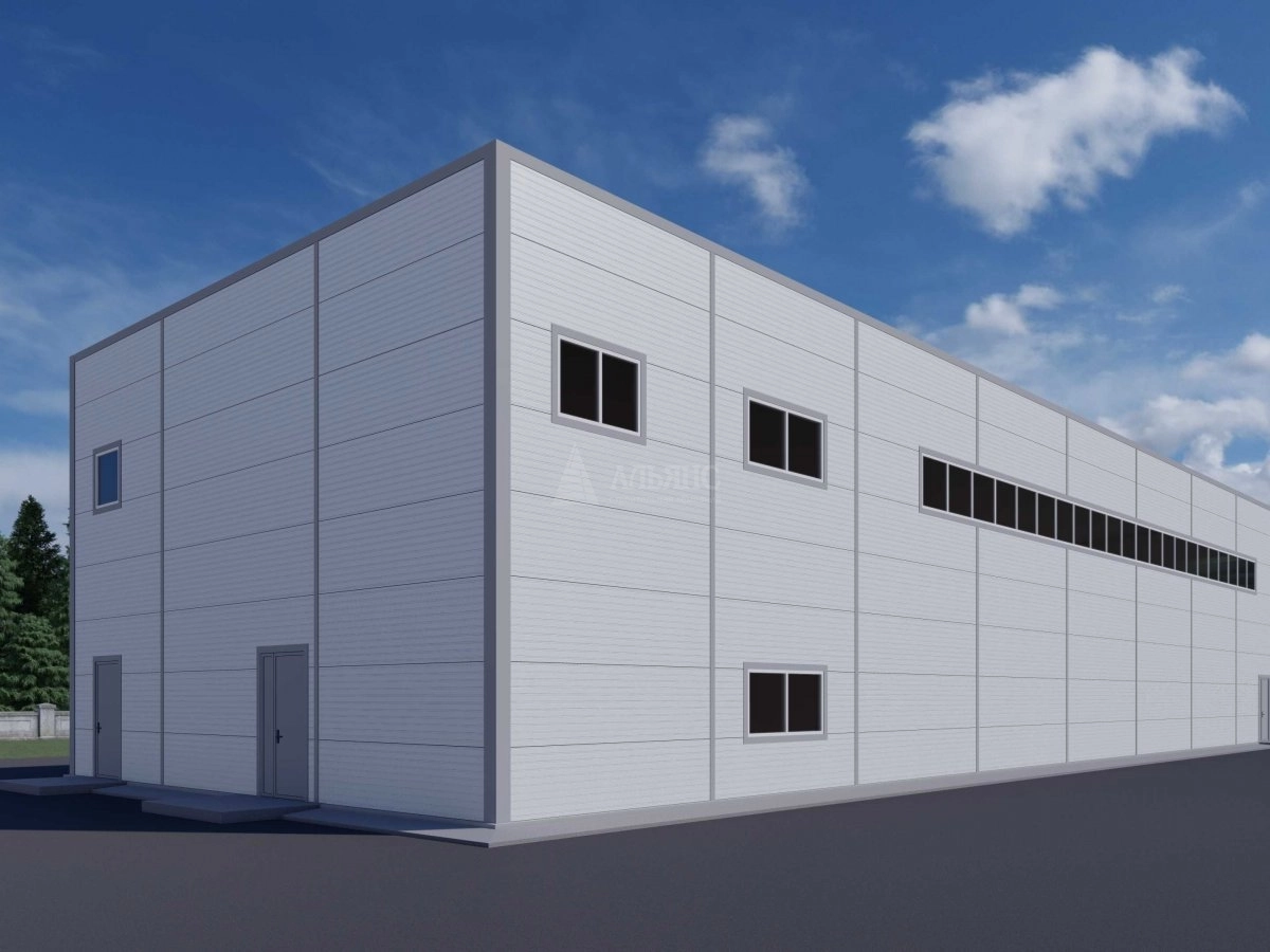 3D визуализация Склад с АБК из сэндвич панелей - фото 3