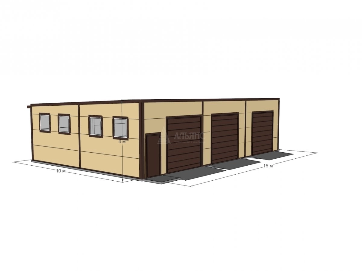 3D визуализация Гараж из сэндвич-панелей - фото 10